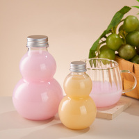 Bouteille en plastique PET transparente en forme de gourde de 200 ml et 500 ml avec bouchon à vis en aluminium, bouteille vide pour jus, lait, thé, boissons
