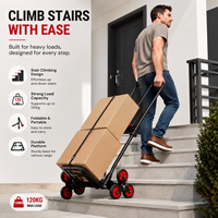 Chariot à plateforme pliable en alliage d'aluminium avec roues rouges - Chariot à main et chariot à roulettes personnalisable OEM