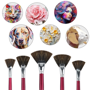 HECHUNZI Premium Ensemble de pinceaux en poils de sanglier Soies de porc raides Cheveux naturels Profession Artiste <span class=keywords><strong>Peinture</strong></span> à l'<span class=keywords><strong>huile</strong></span> Pinceaux de 6 pièces - Product Image 5