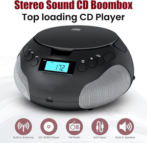 Lecteur CD multifonction boombox avec lecteur CD USB, haut-parleur radio FM, système stéréo double haut-parleur pour la maison - Product Image 3