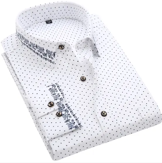 Shuliqi New Arrival Korean Style Fashion Printed Long Sleeve Men's Shirt Casual Business Slim Fit Male Social Shirts