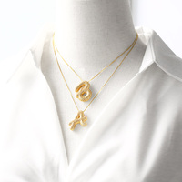 ASJEWELRY Collar con Colgante de Letra 3D de Latón Chapado en Oro de 18K, con Micro Pavé de Circonitas, Collar con Nombre Inicial, Venta al por Mayor 2608 Nkez14