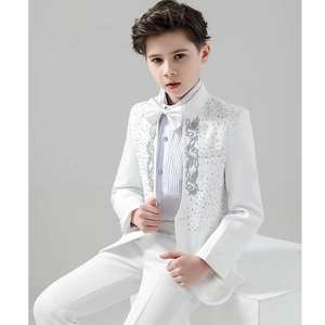 Costume formel blanc pour garçon de 10 ans, ensemble de costume de gentleman, veste de costume unie, performance de mariage, vêtements pour enfants - Product Image 5
