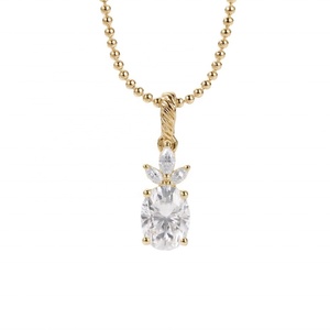 Luxury Oval Cut Lab Grown Diamond Pineapple Pendant <b>Necklace</b> 14K 18K Rose Gold Marquise Cluster Tropical Fine Jewelry - Product Image 2