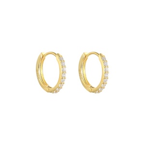 Simple Gold Diamond <b>Ear</b> <b>Clip</b> Zircon 925 Sterling Silver Hoop Earrings - Product Image 1