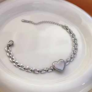 Fashion Heart Necklace Bracelet Women's Jewelry Set - Exquisite Stainless Steel <b>Chain</b> Heart Necklace Bracelet Set - Product Image 6