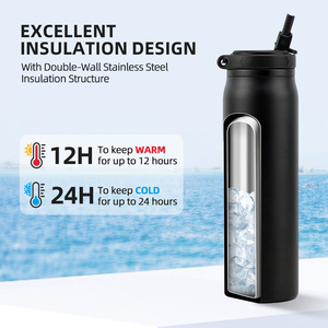 Custom Logo 32oz Double Wall Stainless Steel Vacuum Flask 1000ml Powder Coated Travel Water <b>Bottle</b> with Anti-dust Straw Lid - Product Image 3