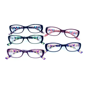 VisualMate Women Men High Quality Rectangle TR90 Glasses Frame Stock Floral Temple Spectacles Frames