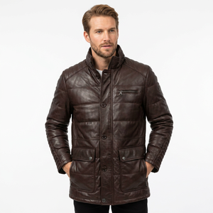 Men's Premium High Quality Stylish Winter Jacket Thick Leather Outerwear Wind-Resistant Warm Comfort Fashionable High Street - Product Image 1