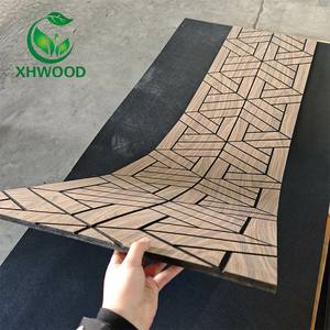 Panel Acústico de Fibra de Poliéster al por Mayor, Panel de Pared 3D con Textura de Madera, Panel Acústico Interior Moderno - Product Image 5