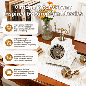 Vintage European Rotary Dial <strong>Telephone</strong> Retro Landline <strong>Old</strong> Fashioned Corded Phone for Home Office Decor Vintage Rotary <strong>Telephone</strong> - Product Image 3