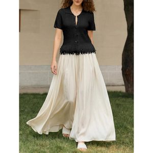 Fisoew Womens Crochet <b>Cardigan</b> <b>Short</b> <b>Sleeve</b> Fringe Collared Button Up Sweater Tops Boho <b>Summer</b> Vacation Shirts - Product Image 5