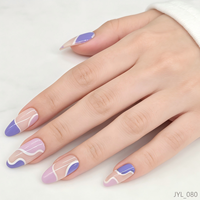 Ongles à presser en ABS personnalisés OEM, motif abstrait coloré, réutilisables, forme amande, pré-conçus, vente en gros