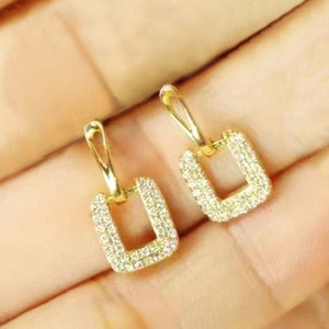 Orecchini Geometrici Minimalisti a Forma di Quadrato Cavo per Donne, Eleganti Gioielli con Zirconi - Product Image 5