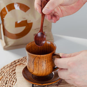 Tasse à café en bois massif de jujube, style japonais rétro, pour café, saké, lait ou thé, idéale pour hôtel ou maison - Product Image 3