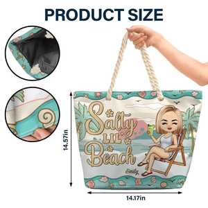 Impresión personalizada <span class=keywords><strong>Solo</strong></span> una chica que ama las playas-Bolsa <span class=keywords><strong>de</strong></span> playa personalizada, regalo <span class=keywords><strong>de</strong></span> <span class=keywords><strong>verano</strong></span> para mujeres Bolsa <span class=keywords><strong>de</strong></span> mano personalizada - Product Image 6