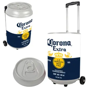 HS 5gallon plastic beer can shaped cooler box for ice chest with handle and wheels cooler trolley cooler box keep item cooling