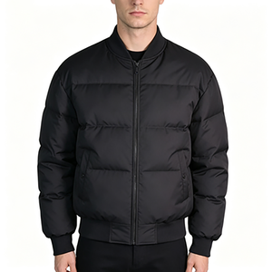 Blouson bomber matelassé noir coupe-vent pour homme, entièrement doublé en polyester, rembourré à la main en coton, veste d'extérieur rembourrée, personnalisation prise en charge - Product Image 4