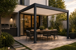 Pergola électrique à toit à persiennes en aluminium intelligent RK-C3 pour cuisine extérieure - Product Image 5