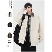 2025 unisexe manteau décontracté élégant ample col rabattu fermeture éclair avant polyvalent fondu deux pièces veste pour grande taille hiver toile