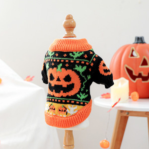 Manteau pour animaux de compagnie automne-hiver 2025 pour chiens et chats, pull déguisement citrouille d'Halloween, motif imprimé <span class=keywords><strong>bambou</strong></span> pour accessoires de Noël - Product Image 4