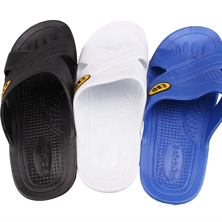 SPU ultimo disegno pantofole/antistatico scarpe di sicurezza con incrociate viso/esd pantofola per camere bianche