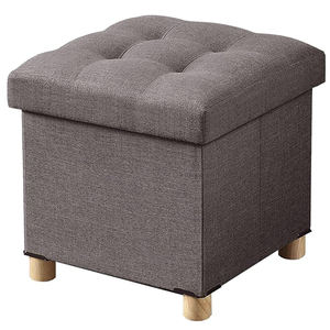 Reposapiés otomano de almacenamiento plegable y cubo de asiento con pies y <span class=keywords><strong>tapa</strong></span> de madera - Product Image 2