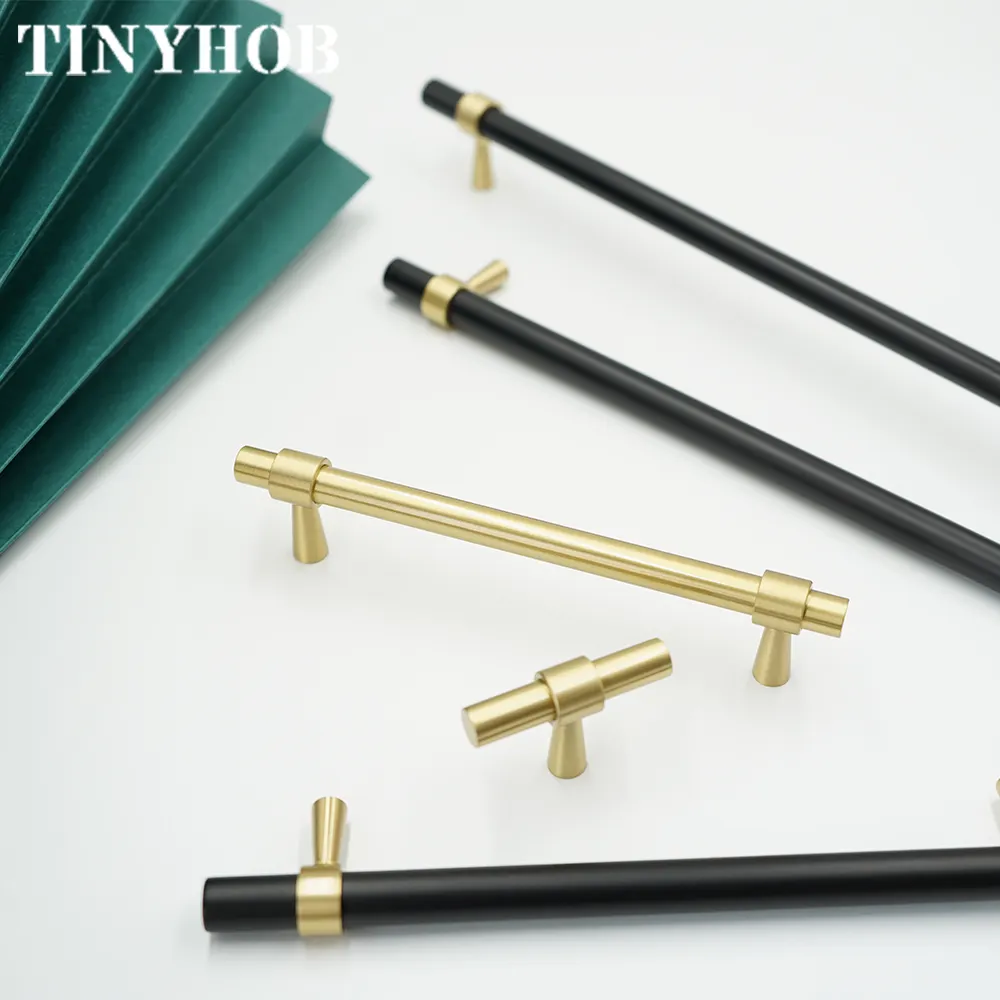 European style Brass Furniture Long Handles zink alloy hidden drawer brass cabinet knobs furniture wardrobe decoration kitchen