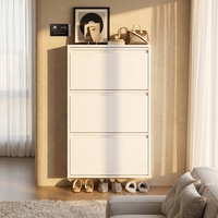 Meuble à chaussures moderne en métal durable, ultra-fin, mural, 4 étagères réglables, pour la maison, le salon ou l'hôtel