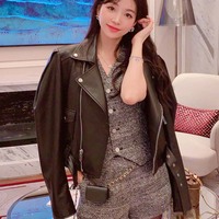Nouvelle tendance veste en cuir de moto en cuir véritable manteau en peau de mouton hiver pour les femmes