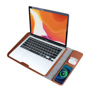 Biểu Tượng Tùy Chỉnh 13 14 Inch Vegan Da Văn Phòng Bàn Mat Đứng Máy Tính Xách Tay Tay Áo Với Sạc Không Dây - Product Image 2