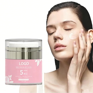Crema Facial OEM/ODM 5 en 1 con Vitamina <span class=keywords><strong>C</strong></span>, E, Ácido Hialurónico, Niacinamida y Colágeno, Antiarrugas, Blanqueadora e Iluminadora para Mujeres - Product Image 1