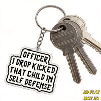 Porte-clés en acrylique avec citation amusante, « Officier, j'ai frappé à la jambe cet enfant en légitime défense », résistant aux rayures, avec anneau métallique.