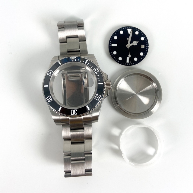 Customized LOGO 40mm Watch Accessories SUB 316L Stainless Steel Case With Sapphire Glass Ceramic Ring for 8215 2813 Movement