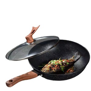 Wok antiadhésif en pierre Maifan 32 cm compatible induction, poêle à frire sans fumée pour la cuisine domestique - Product Image 3