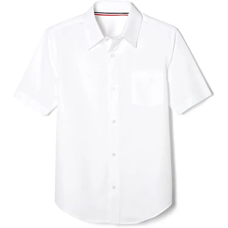 Uniforme d'école primaire, chemise personnalisée en sergé de coton, Logo imprimé blanc pour garçons et filles, uniformes de lycée, vente en gros