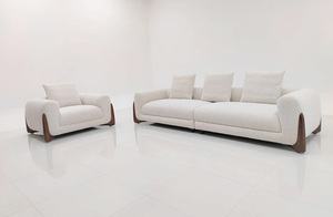 Juego de Sofás Modernos Italianos para Sala de Estar, Elegante Sofá Seccional de Lana de Cordero Suave y Cómodo para Villa o Apartamento - Product Image 4
