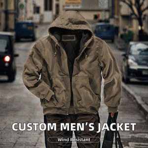 OEM and ODM Custom Casual Autumn <b>Zipper</b> Hooded Motorcycle <b>Jacket</b> for Men Black Waxed Canvas Eco-Friendly Breathable Windproof - Product Image 2