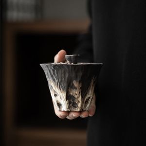 Gaiwan en céramique de 200 ml, fait main, motif lotus en relief, style Tureewabi Sabi, en poterie rustique, pour la préparation <span class=keywords><strong>du</strong></span> thé Kung Fu, cadeau - Product Image 2