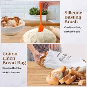 Linen Liner <b>Silicone</b> Bread Sling Danish Dough Whisk Bread Lame Bowl Scraper Dough Scraper Bread Proofing <b>Baking</b> Set - Product Image 4
