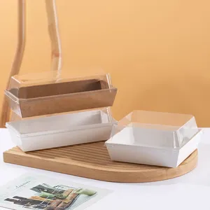 Kotak kertas Kraft roti kustom wadah makanan kotak kemasan grosir kotak kertas untuk produk roti dan kue