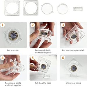 Présentoir à pièces de monnaie en acrylique, boîte de présentation à plusieurs niveaux, transparente, couleur et taille personnalisables, double face, logo personnalisé, Amérique - Product Image 5