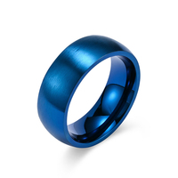 Vente en Gros Simple Design Classique 8mm Dôme Brossé Doré Uni Alliance Acier Inoxydable Pas Cher Bagues pour Hommes Femmes