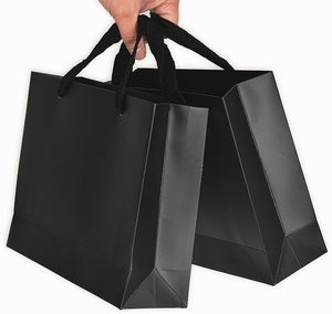 Bolsas de papel Kraft personalizadas de alta calidad, bolsas grandes de papel Kraft blanco <span class=keywords><strong>y</strong></span> negro con mango de cuerda, venta al por mayor - Product Image 1