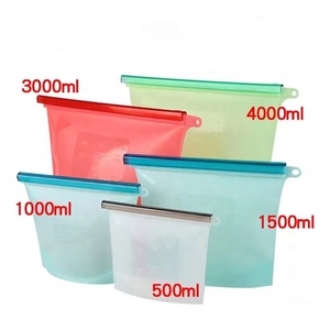 Reusable Silicone Leakproof Vacuum Ziplock Kitchen Food Storage Bag Eco-Friendly 500/1000/1500ml Food Grade Fresh-Keeping 6 <b>Pack</b> - Product Image 1