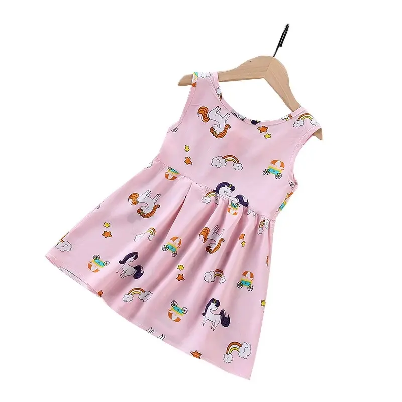 Vestido para meninas, vestido para crianças sem mangas