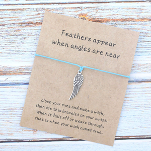 Fare UNA Carta di Desiderio di Angelo Custode Ala Del Polsino Del Braccialetto di Fascino Fortunato <span class=keywords><strong>Fortuna</strong></span> Braccialetto per le Donne Degli Uomini di Amicizia - Product Image 6