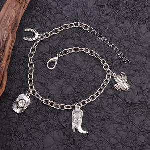 Cadena para Zapatos con Colgante de Cactus Estilo Vaquero Occidental, Tobillera de Plata Tibetana, Accesorio de Moda para Botas - Product Image 3