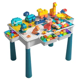 Multifunctional Building Table Kids Activity Big Building Blocks Compatible Educational Children Table Large Block Toys Gifts