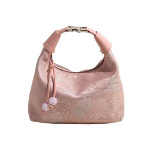 Nuova Borsa a Secchiello Mezzaluna in Poliestere Stile Cinese Ricamata con Chiusura a Cerniera da Donna, Collezione Estiva 2025, Modello Niche Antico Portatile - Product Image 1